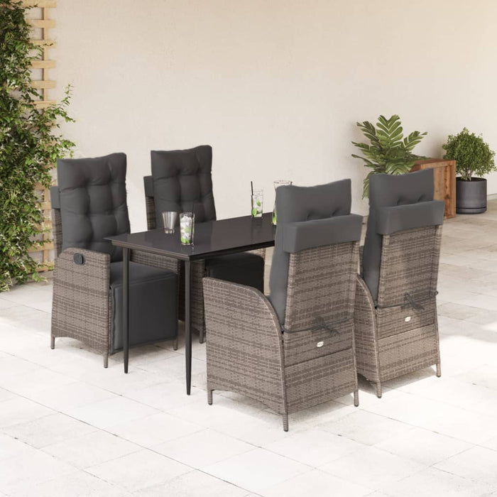 Set mobilier de grădină cu perne, 5 piese, gri, poliratan - WALTI WALTI