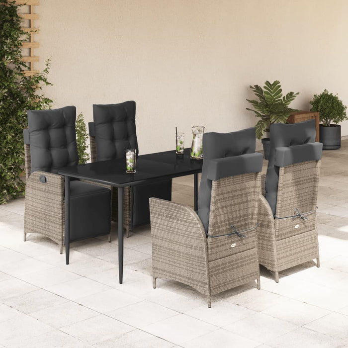 Set mobilier de grădină cu perne, 5 piese, gri, poliratan - WALTI WALTI