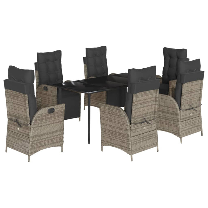 Set mobilier de grădină cu perne, 7 piese, gri, poliratan WALTI