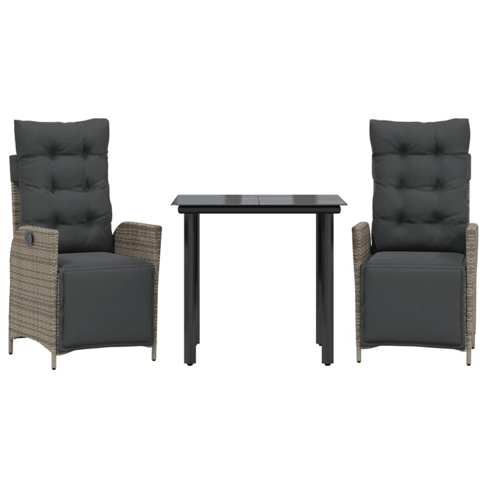 Set mobilier de grădină cu perne, 3 piese, gri, poliratan - WALTI WALTI