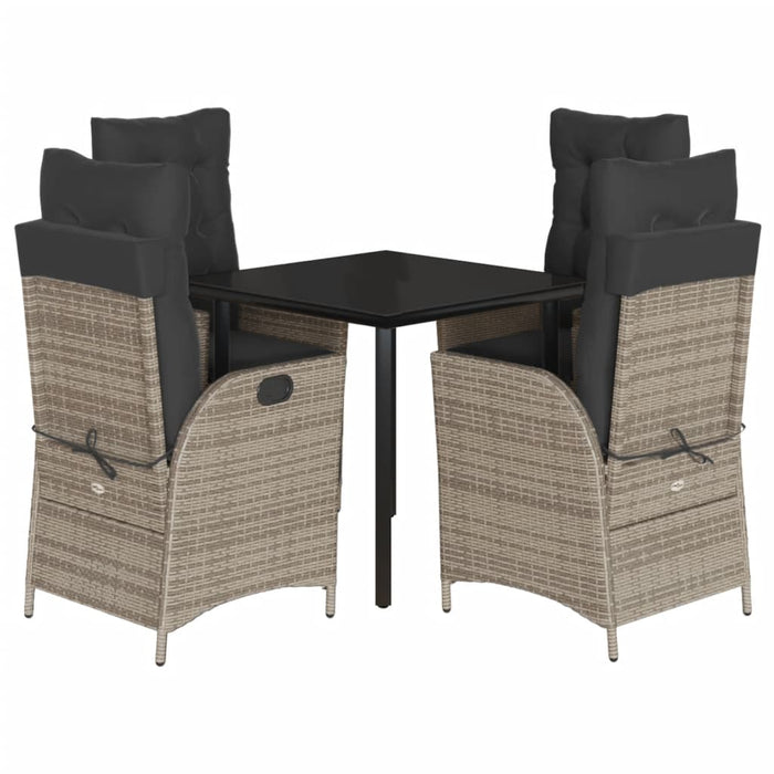 Set mobilier de grădină cu perne, 5 piese, gri, poliratan - WALTI WALTI