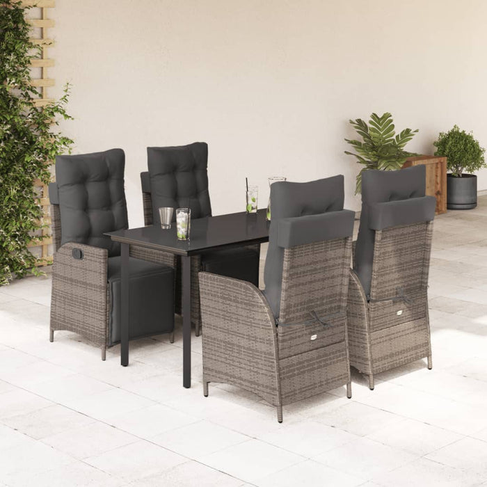 Set mobilier de grădină cu perne, 5 piese, gri, poliratan - WALTI WALTI