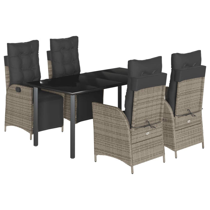 Set mobilier de grădină cu perne, 5 piese, gri, poliratan - WALTI WALTI