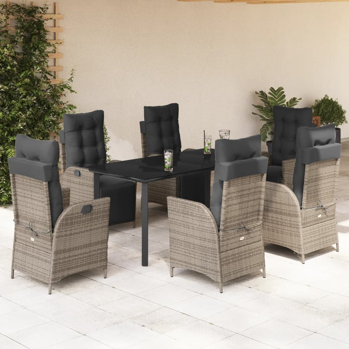 Set mobilier de grădină cu perne, 7 piese, gri, poliratan - WALTI WALTI