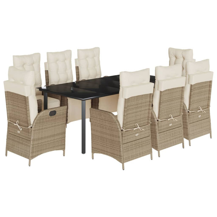 Set de masă pentru grădină, 9 piese, cu perne, bej, poliratan - WALTI WALTI