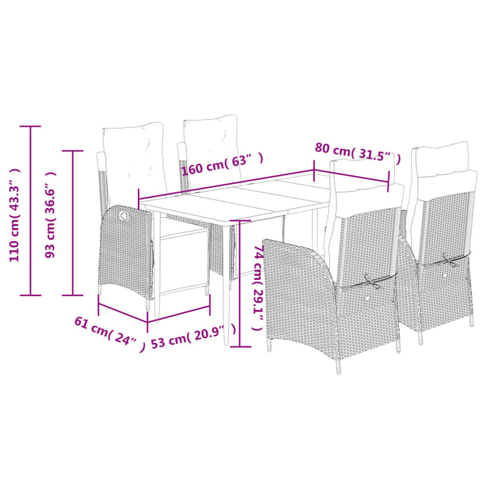 Set mobilier pentru grădină, 5 piese, cu perne, bej, poliratan - WALTI WALTI