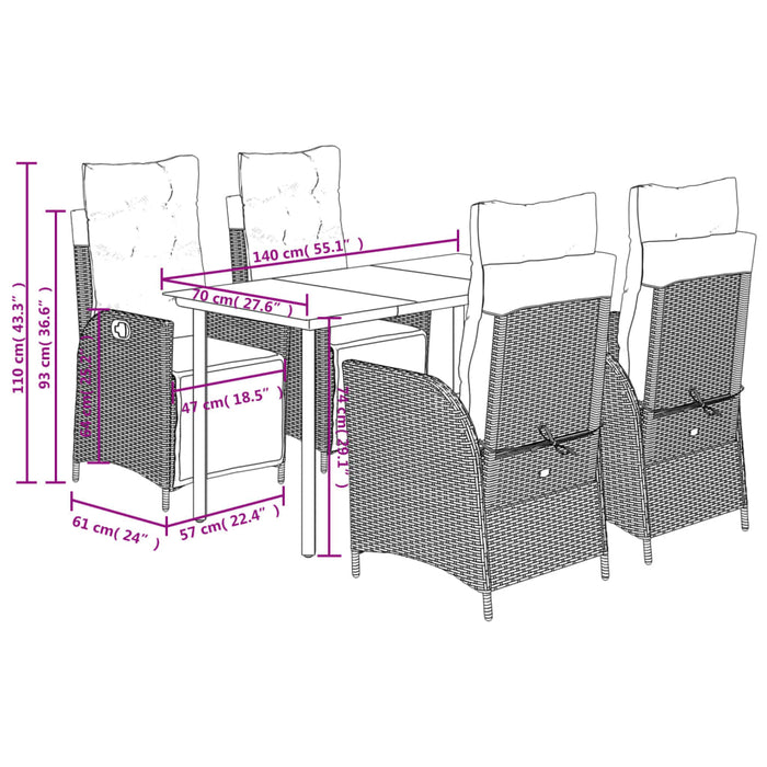 Set mobilier pentru grădină, 5 piese, cu perne, bej, poliratan - WALTI WALTI