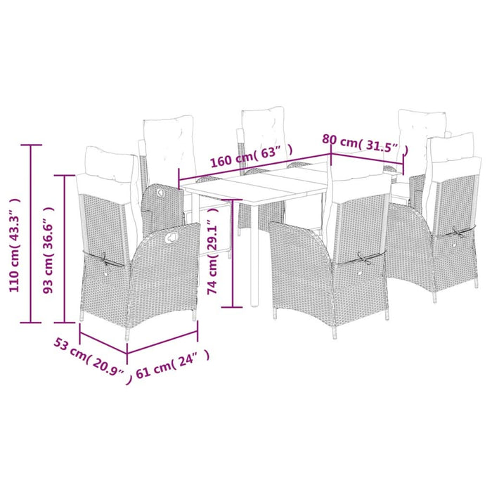 Set mobilier pentru grădină, 7 piese, cu perne, bej, poliratan - WALTI WALTI