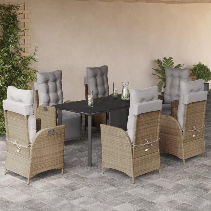 Set mobilier pentru grădină, 7 piese, cu perne, bej, poliratan - WALTI WALTI