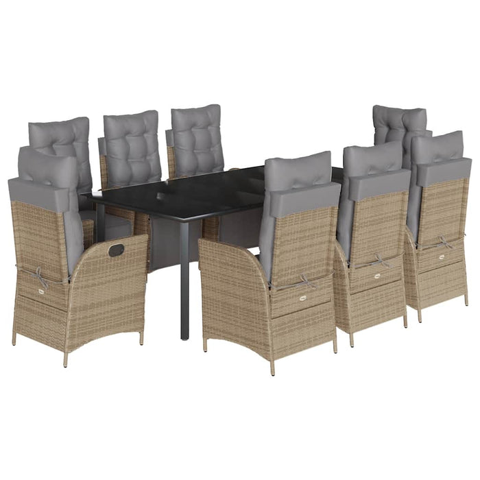 Set de masă pentru grădină, 9 piese, cu perne, bej, poliratan - WALTI WALTI