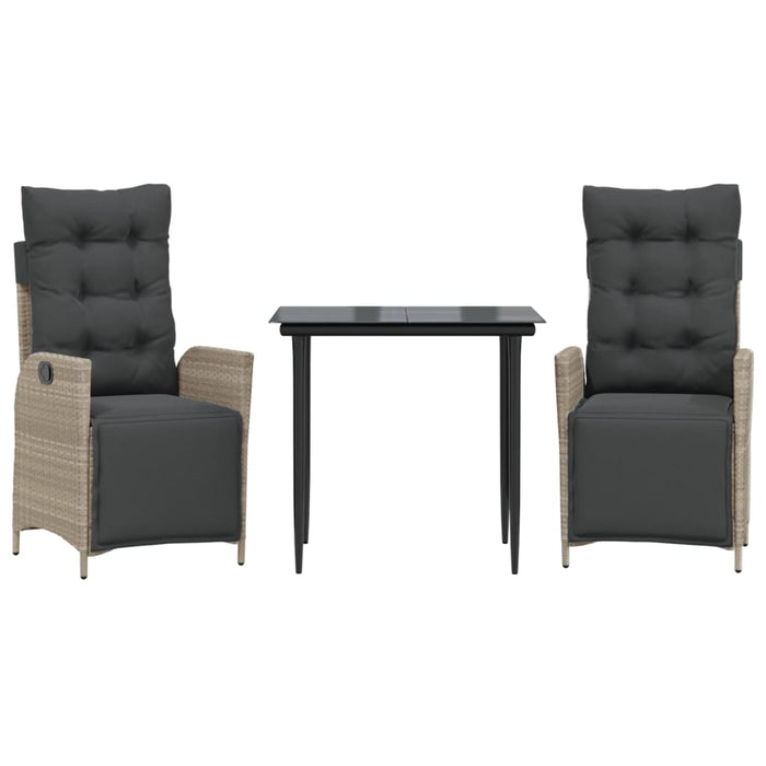 Set mobilier de grădină cu perne, 3 piese,gri deschis,poliratan - WALTI WALTI