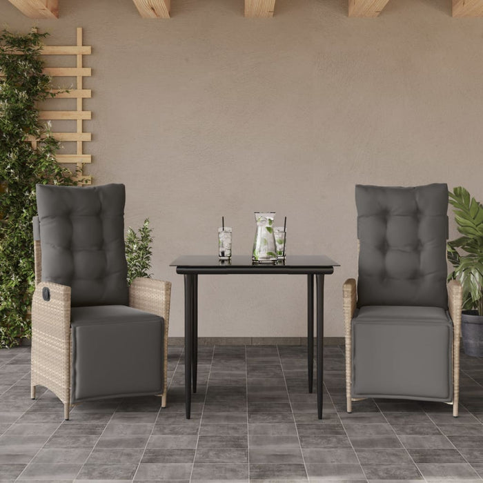 Set mobilier de grădină cu perne, 3 piese,gri deschis,poliratan - WALTI WALTI