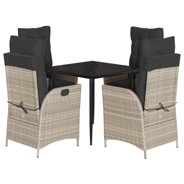Set mobilier de grădină cu perne, 5 piese gri deschis poliratan - WALTI WALTI