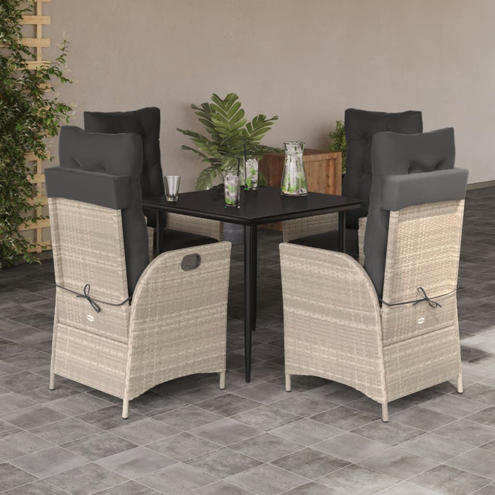 Set mobilier de grădină cu perne, 5 piese gri deschis poliratan - WALTI WALTI