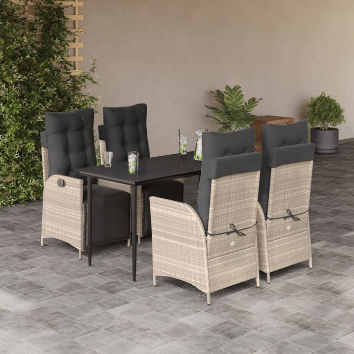 Set mobilier de grădină cu perne, 5 piese gri deschis poliratan - WALTI WALTI