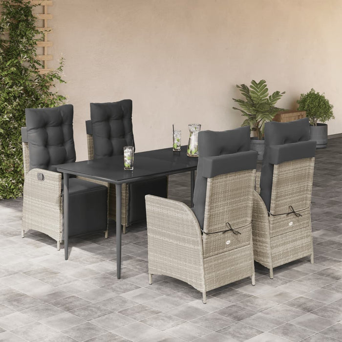 Set mobilier de grădină cu perne, 5 piese gri deschis poliratan - WALTI WALTI