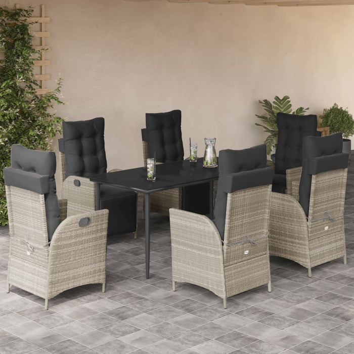 Set mobilier de grădină cu perne, 7 piese gri deschis poliratan WALTI