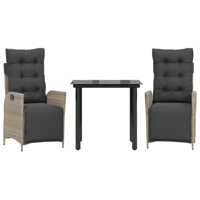 Set mobilier de grădină cu perne, 3 piese,gri deschis,poliratan - WALTI WALTI