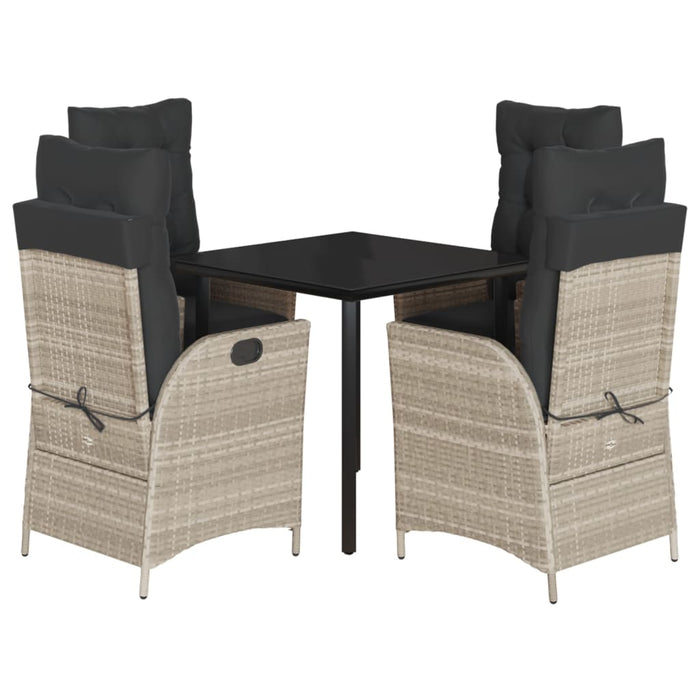 Set mobilier de grădină cu perne, 5 piese gri deschis poliratan - WALTI WALTI