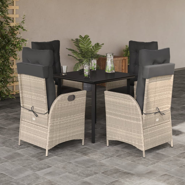 Set mobilier de grădină cu perne, 5 piese gri deschis poliratan - WALTI WALTI