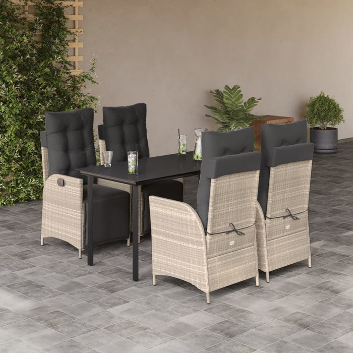 Set mobilier de grădină cu perne, 5 piese gri deschis poliratan - WALTI WALTI
