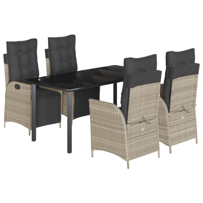 Set mobilier de grădină cu perne, 5 piese gri deschis poliratan - WALTI WALTI