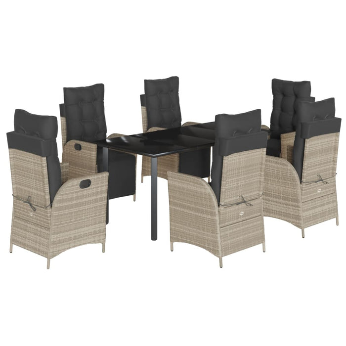 Set mobilier de grădină cu perne, 7 piese gri deschis poliratan - WALTI WALTI
