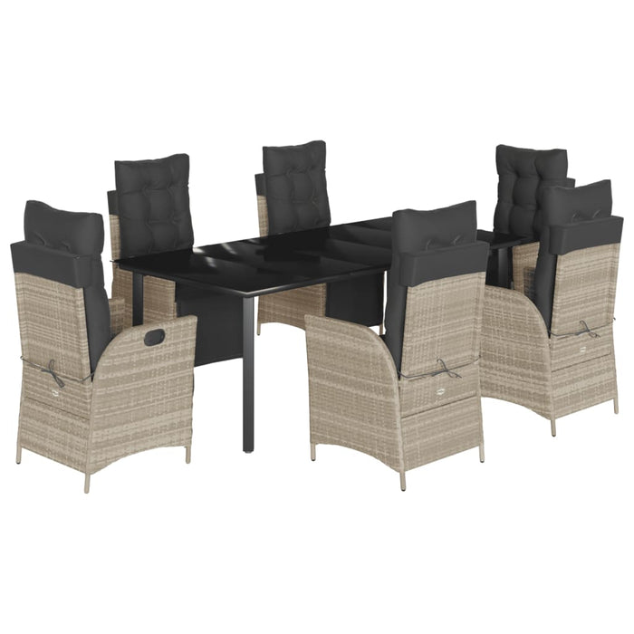 Set mobilier de grădină cu perne, 7 piese gri deschis poliratan - WALTI WALTI