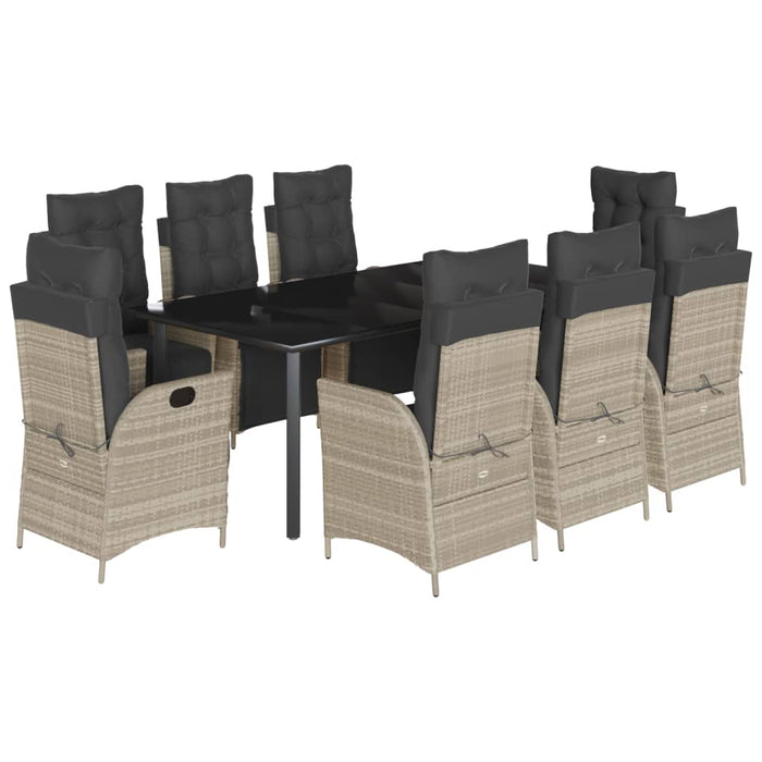 Set mobilier grădină cu perne, 9 piese, gri deschis, poliratan - WALTI WALTI