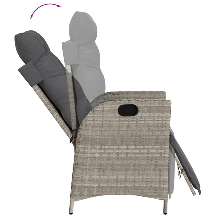 Set mobilier grădină cu perne, 9 piese, gri deschis, poliratan - WALTI WALTI