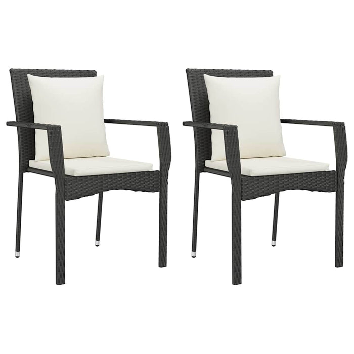 Set mobilier de grădină cu perne, 7 piese, negru, poliratan WALTI