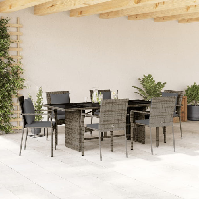 Set mobilier de grădină cu perne, 7 piese, gri, poliratan - WALTI WALTI