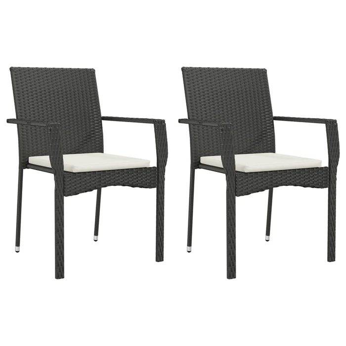 Set mobilier de grădină cu perne, 7 piese, negru, poliratan WALTI