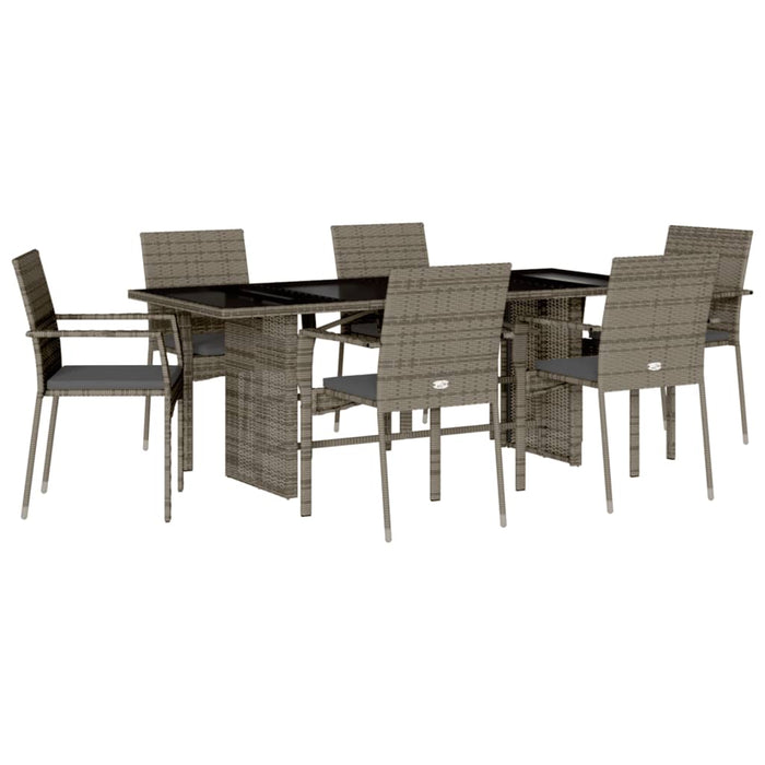 Set mobilier de grădină cu perne, 7 piese, gri, poliratan - WALTI WALTI