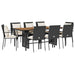 Set mobilier de grădină cu perne, 9 piese, negru, poliratan - WALTI WALTI