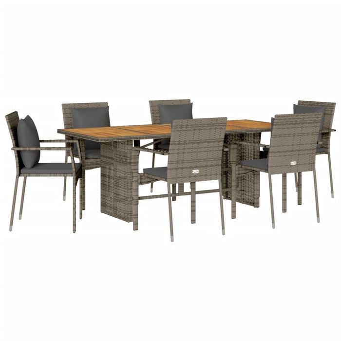 Set mobilier de grădină cu perne, 7 piese, gri, poliratan - WALTI WALTI