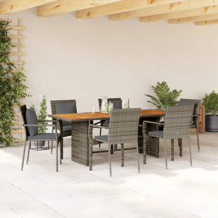 Set mobilier de grădină cu perne, 7 piese, gri, poliratan - WALTI WALTI