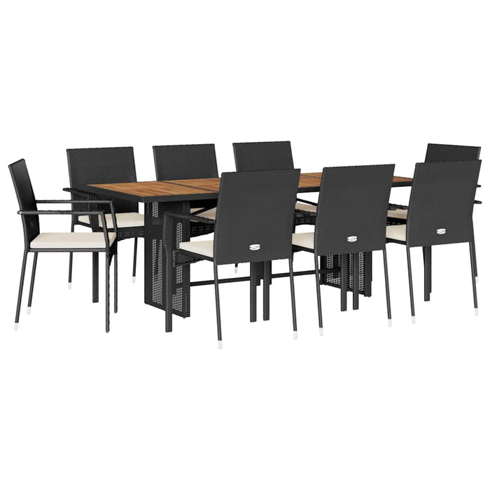 Set mobilier de grădină cu perne, 9 piese, negru, poliratan - WALTI WALTI