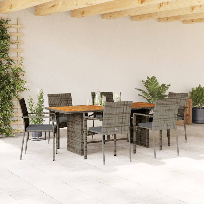 Set mobilier de grădină cu perne, 7 piese, gri, poliratan - WALTI WALTI