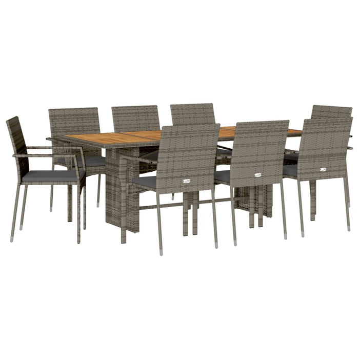 Set mobilier grădină cu perne, 9 piese, gri, poliratan - WALTI WALTI