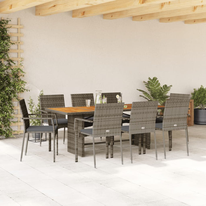 Set mobilier grădină cu perne, 9 piese, gri, poliratan - WALTI WALTI