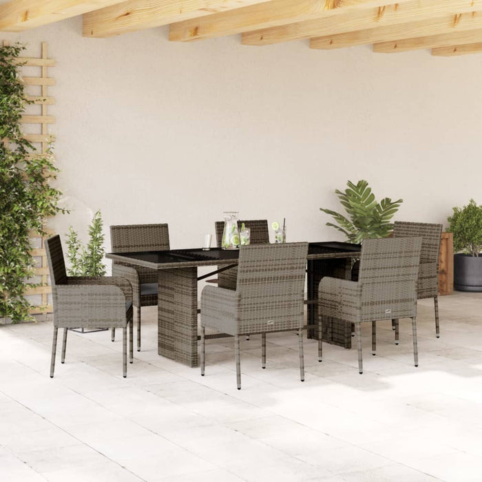 Set mobilier de grădină cu perne, 7 piese, gri, poliratan - WALTI WALTI