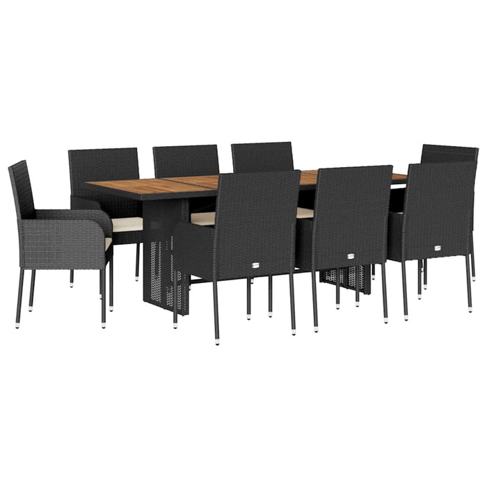 Set mobilier de grădină cu perne, 9 piese, negru, poliratan - WALTI WALTI
