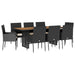 Set mobilier de grădină cu perne, 9 piese, negru, poliratan - WALTI WALTI