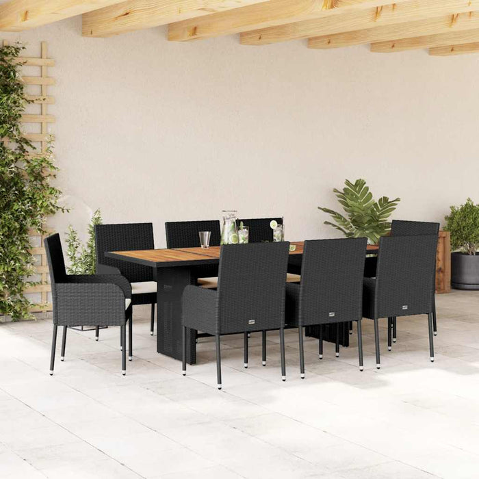 Set mobilier de grădină cu perne, 9 piese, negru, poliratan - WALTI WALTI