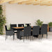 Set mobilier de grădină cu perne, 9 piese, negru, poliratan - WALTI WALTI