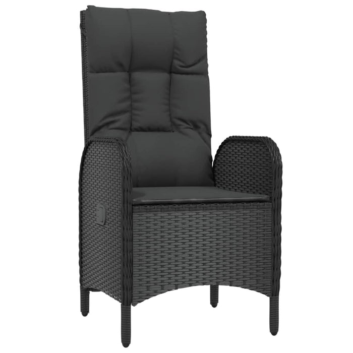Set mobilier de grădină cu perne, 7 piese, negru, poliratan WALTI
