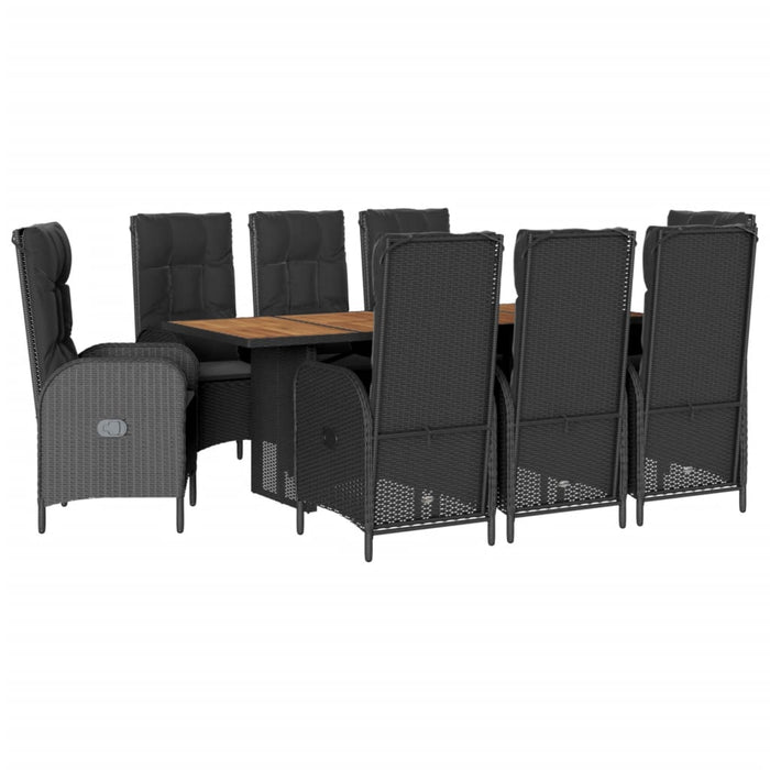 Set mobilier de grădină cu perne, 9 piese, negru, poliratan - WALTI WALTI