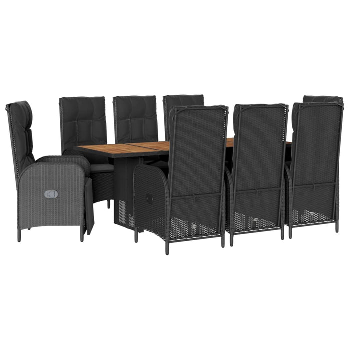 Set mobilier de grădină cu perne, 9 piese, negru, poliratan - WALTI WALTI