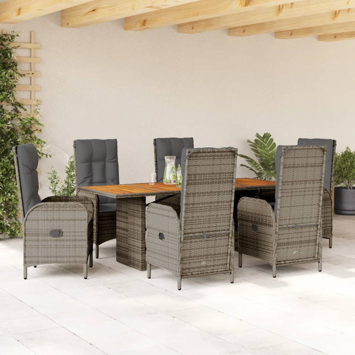 Set mobilier de grădină cu perne, 7 piese, gri, poliratan - WALTI WALTI
